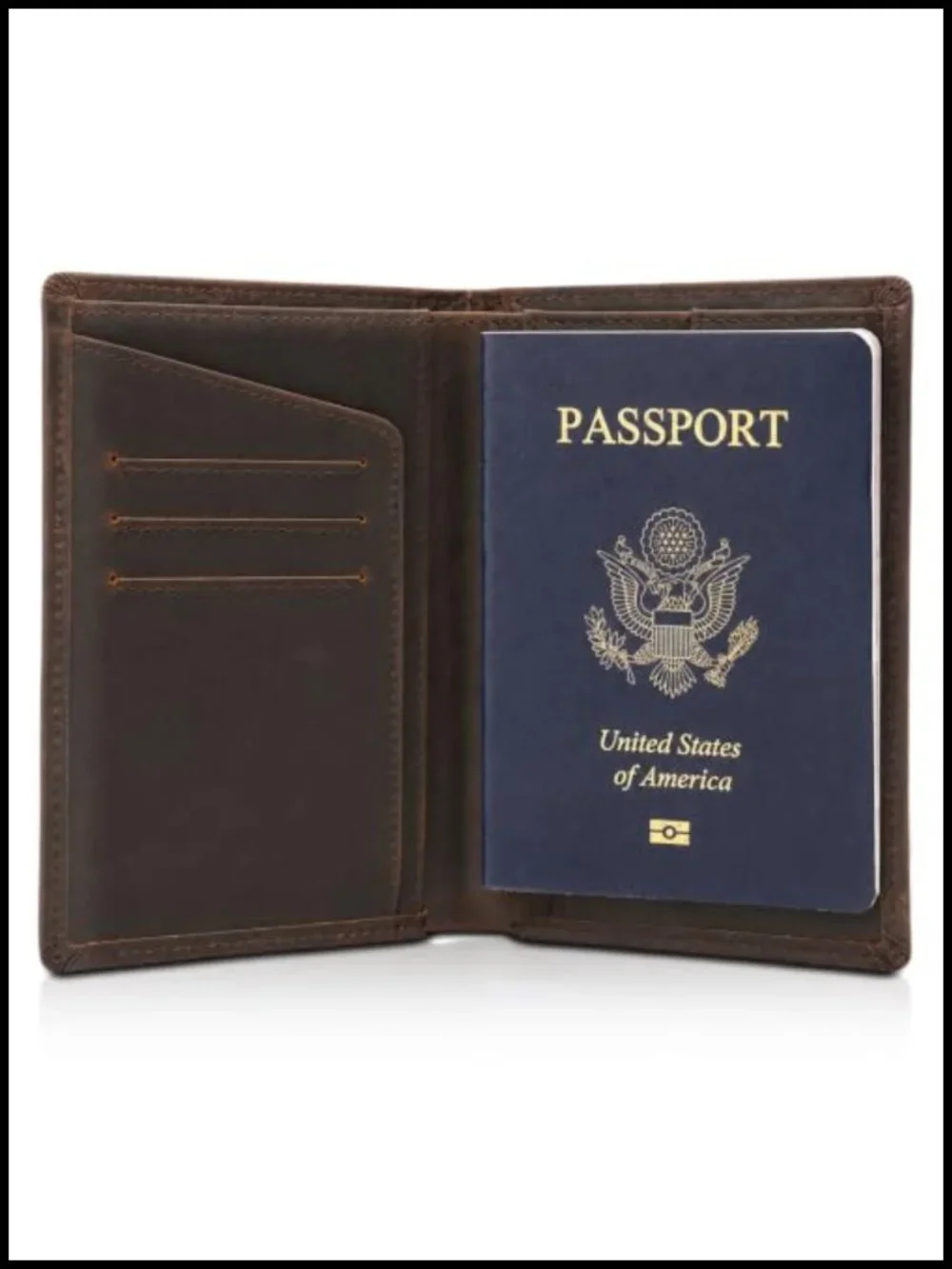 RFID Blocking Leather Passport Holder Travel Wallet Bifold Slim